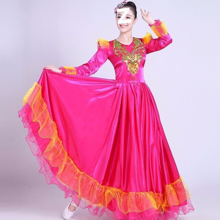 Etno tanečná dlhá sukňa - unisex, jednobarevný materiál, jar 2025