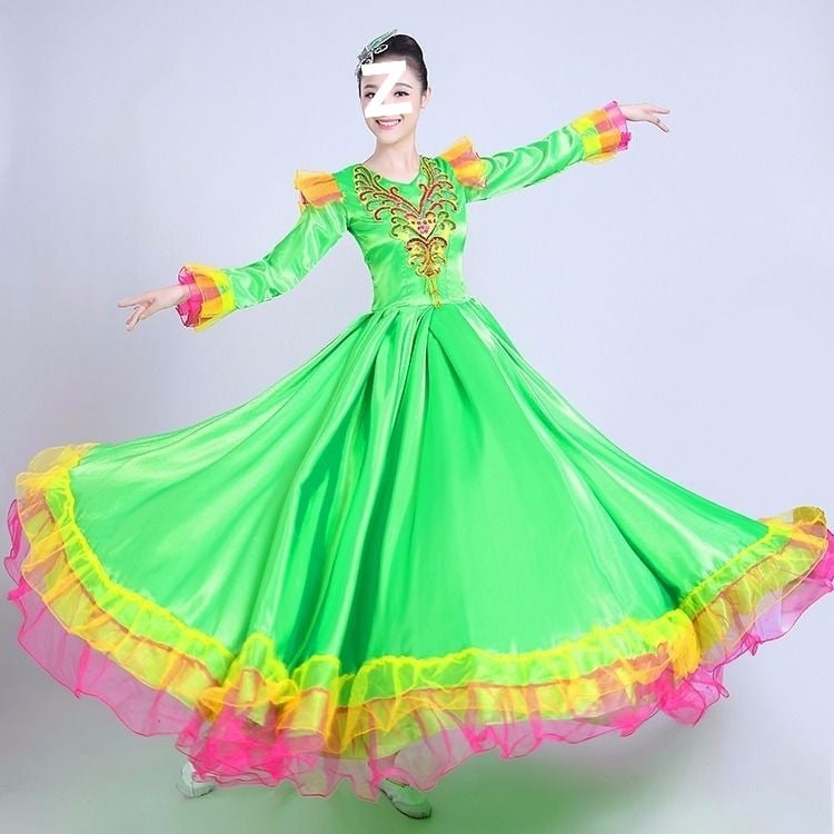 Etno tanečná dlhá sukňa - unisex, jednobarevný materiál, jar 2025