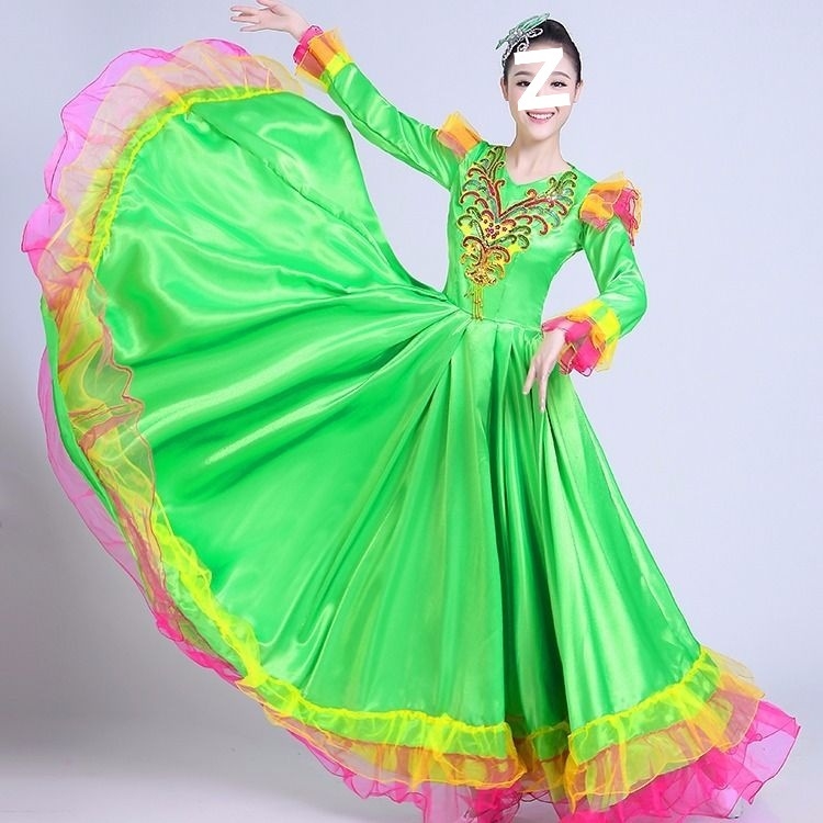 Etno tanečná dlhá sukňa - unisex, jednobarevný materiál, jar 2025