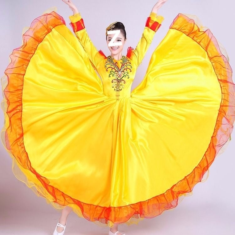 Etno tanečná dlhá sukňa - unisex, jednobarevný materiál, jar 2025