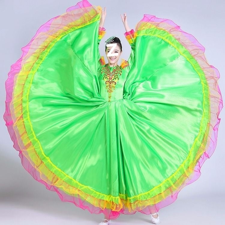 Etno tanečná dlhá sukňa - unisex, jednobarevný materiál, jar 2025