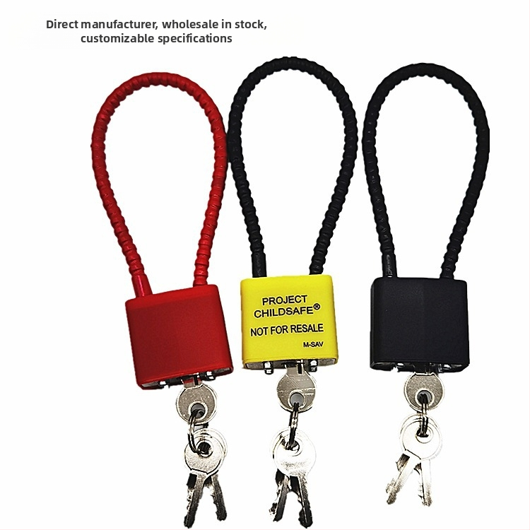 Zámok na skrinku na zbrane s oceľovým lanom, jadro zinkovej zliatiny, oceľový zámok, priame otvorenie, Wolf dog