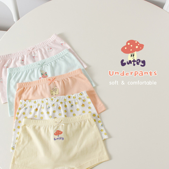 Chiloți boxeri pentru fete, din bumbac, talie medie, 95% bumbac, imprimare cu personaje, pachet de 5 bucăți, pentru copii 3–8 ani.