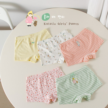 Chiloți boxeri pentru fete, din bumbac, talie medie, 95% bumbac, imprimare cu personaje, pachet de 5 bucăți, pentru copii 3–8 ani.