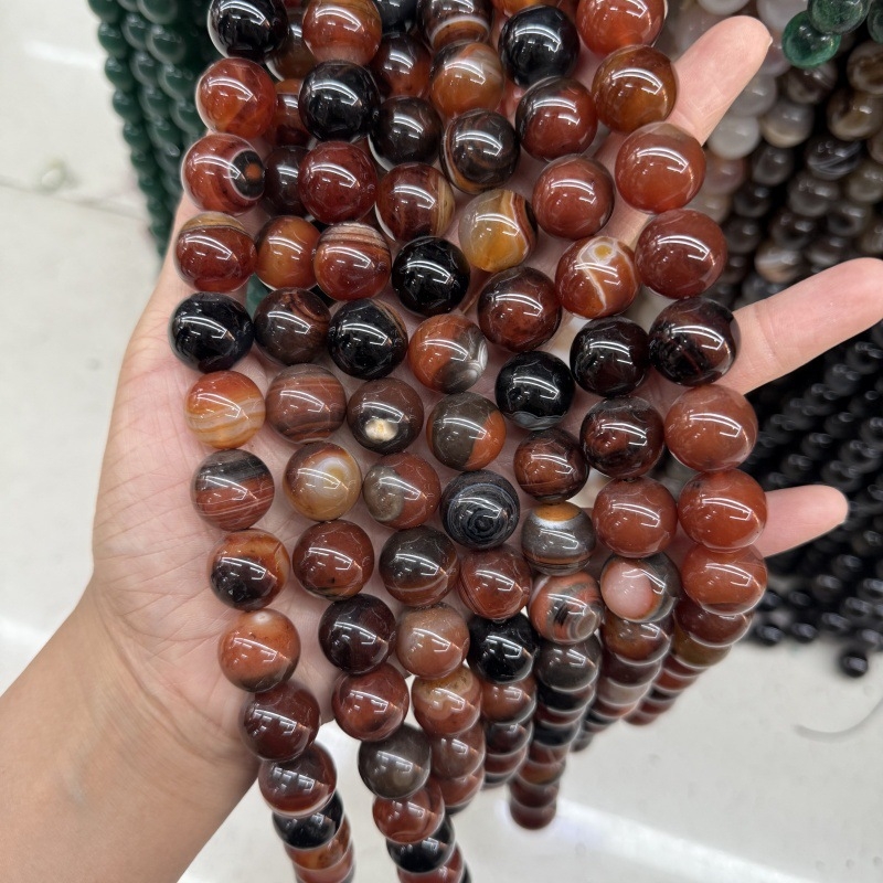 Χάντρες από φυσική πέτρα – γυαλισμένες, σχήμα Old-Type μήλου, μοτίβο Totem, κωδικός Mj250708-321