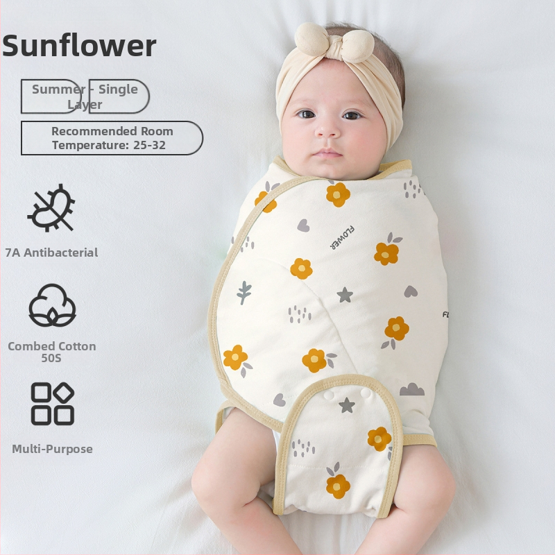Βρεφικός σάκος ύπνου σε σχήμα κουκούλι με εξωτερικό ύφασμα από βαμβάκι 95%+ και επένδυση 95%+, αντιβακτηριακός και απομακρύνει την υγρασία, για νεογέννητα έως 12 μηνών, άνοιξη και φθινόπωρο.