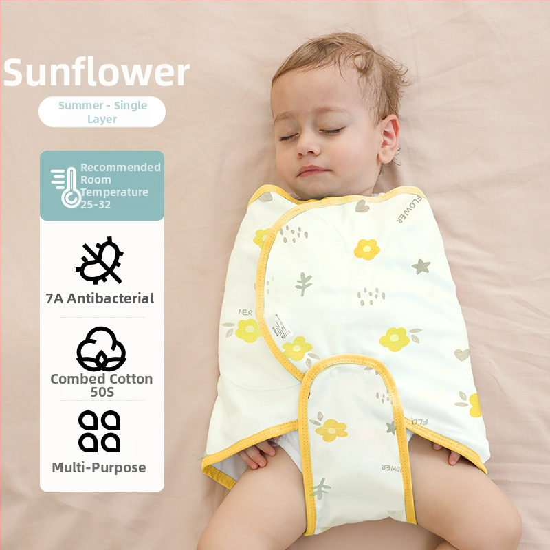 Βρεφικός σάκος ύπνου σε σχήμα κουκούλι με εξωτερικό ύφασμα από βαμβάκι 95%+ και επένδυση 95%+, αντιβακτηριακός και απομακρύνει την υγρασία, για νεογέννητα έως 12 μηνών, άνοιξη και φθινόπωρο.