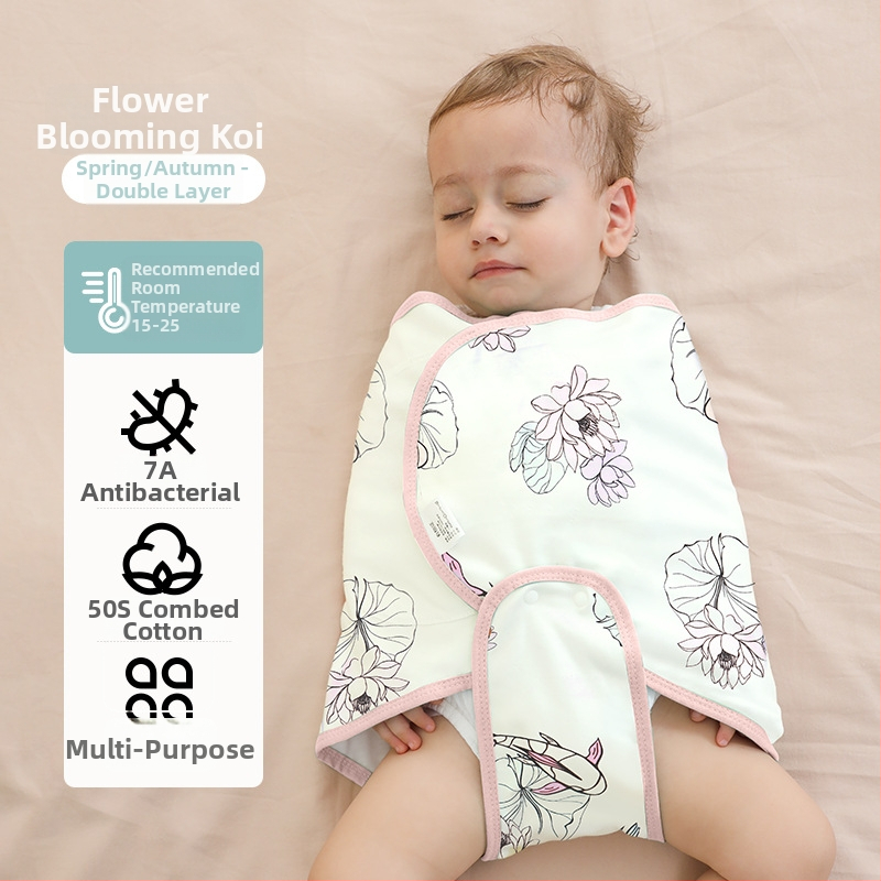 Βρεφικός σάκος ύπνου σε σχήμα κουκούλι με εξωτερικό ύφασμα από βαμβάκι 95%+ και επένδυση 95%+, αντιβακτηριακός και απομακρύνει την υγρασία, για νεογέννητα έως 12 μηνών, άνοιξη και φθινόπωρο.