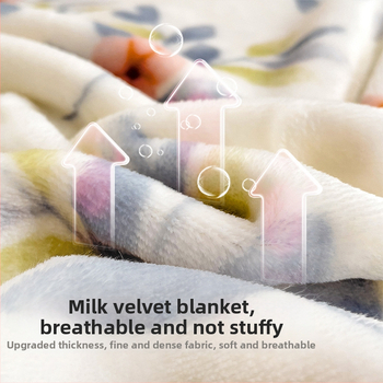 Pătură cu model plante și flori; 100% poliester; greutate 500 g; primăvară și toamnă