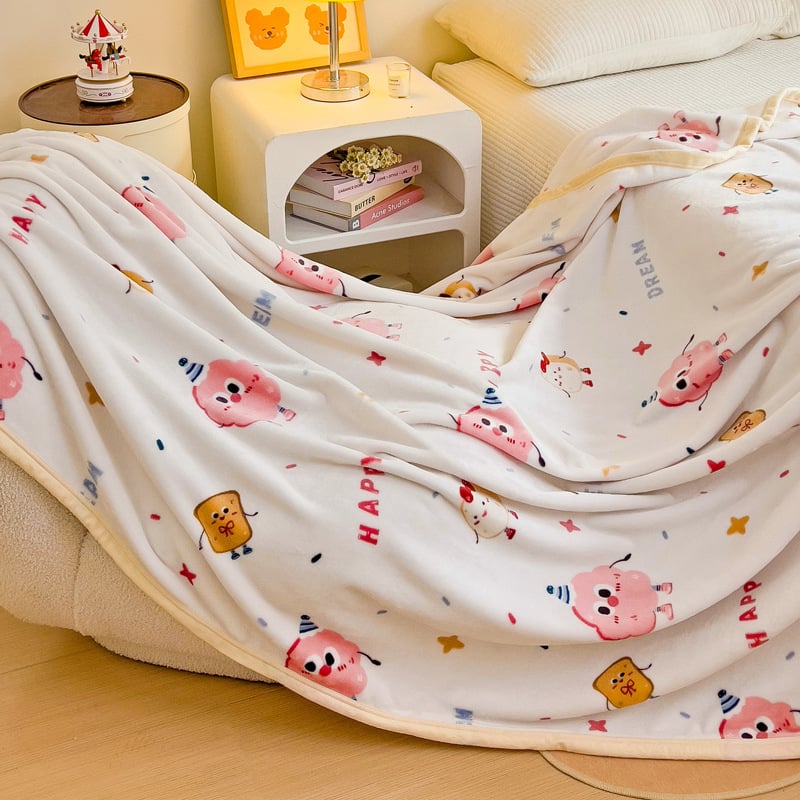 Pătură cu model plante și flori; 100% poliester; greutate 500 g; primăvară și toamnă