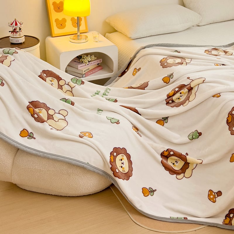 Pătură cu model plante și flori; 100% poliester; greutate 500 g; primăvară și toamnă