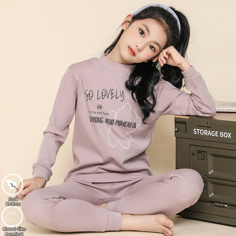 Σετ θερμικού εσωρούχου για κορίτσια, 100% βαμβάκι, για άνοιξη, φθινόπωρο και χειμώνα, διατηρεί τη ζεστασιά, για ηλικίες 8+ ετών (ύψος 140 cm+)