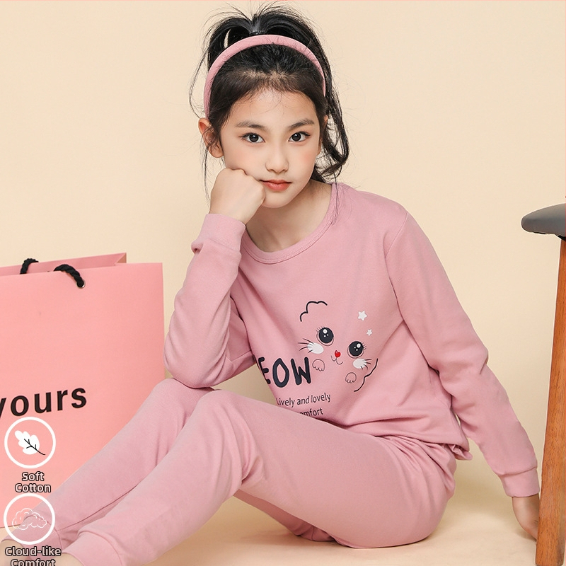 Σετ θερμικού εσωρούχου για κορίτσια, 100% βαμβάκι, για άνοιξη, φθινόπωρο και χειμώνα, διατηρεί τη ζεστασιά, για ηλικίες 8+ ετών (ύψος 140 cm+)