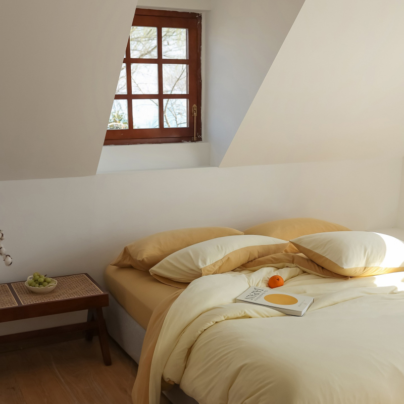 Set de pat 4 piese din bumbac Tianzhu — ultra moale, bumbac pur, vopsire prin reacție, pentru toate sezoanele, stil Muji, 2500–3000 g