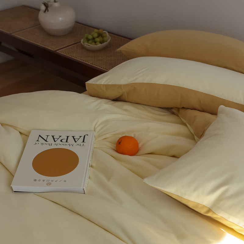 Set de pat 4 piese din bumbac Tianzhu — ultra moale, bumbac pur, vopsire prin reacție, pentru toate sezoanele, stil Muji, 2500–3000 g