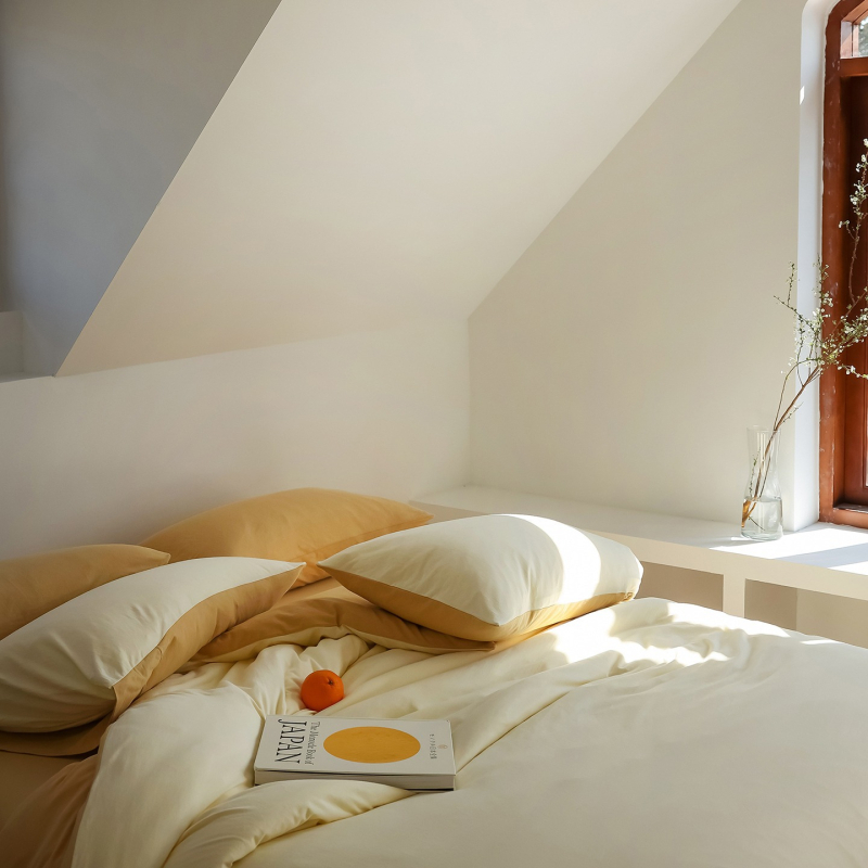 Set de pat 4 piese din bumbac Tianzhu — ultra moale, bumbac pur, vopsire prin reacție, pentru toate sezoanele, stil Muji, 2500–3000 g