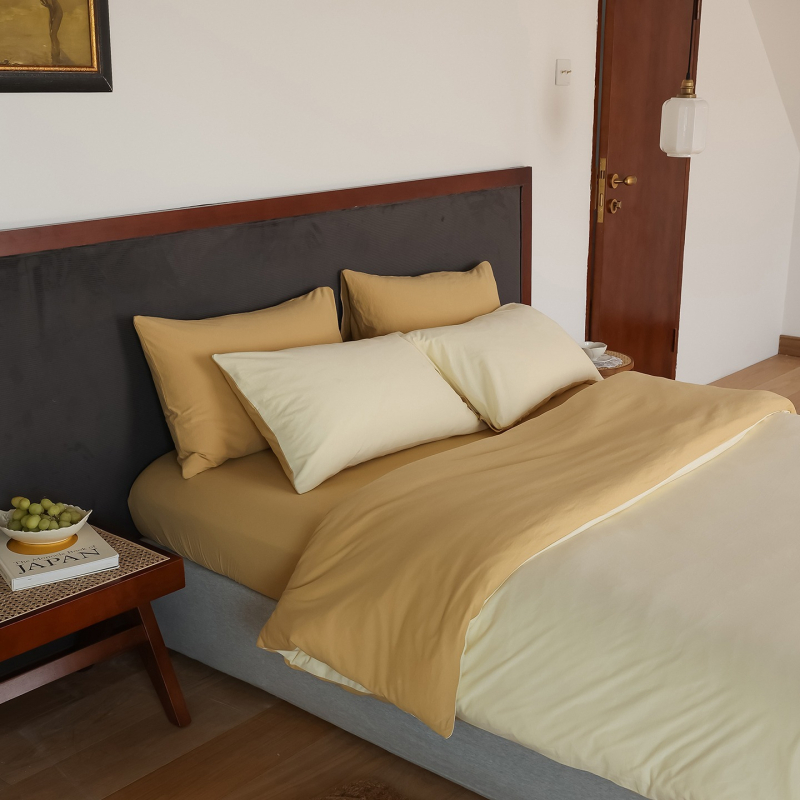 Set de pat 4 piese din bumbac Tianzhu — ultra moale, bumbac pur, vopsire prin reacție, pentru toate sezoanele, stil Muji, 2500–3000 g