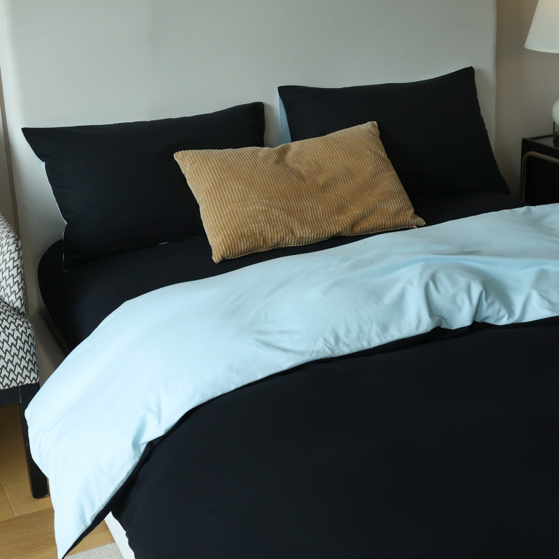 Set de pat 4 piese din bumbac Tianzhu — ultra moale, bumbac pur, vopsire prin reacție, pentru toate sezoanele, stil Muji, 2500–3000 g