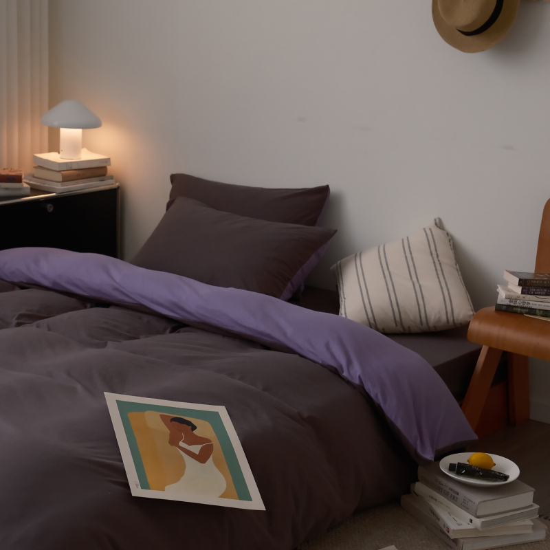 Set de pat 4 piese din bumbac Tianzhu — ultra moale, bumbac pur, vopsire prin reacție, pentru toate sezoanele, stil Muji, 2500–3000 g