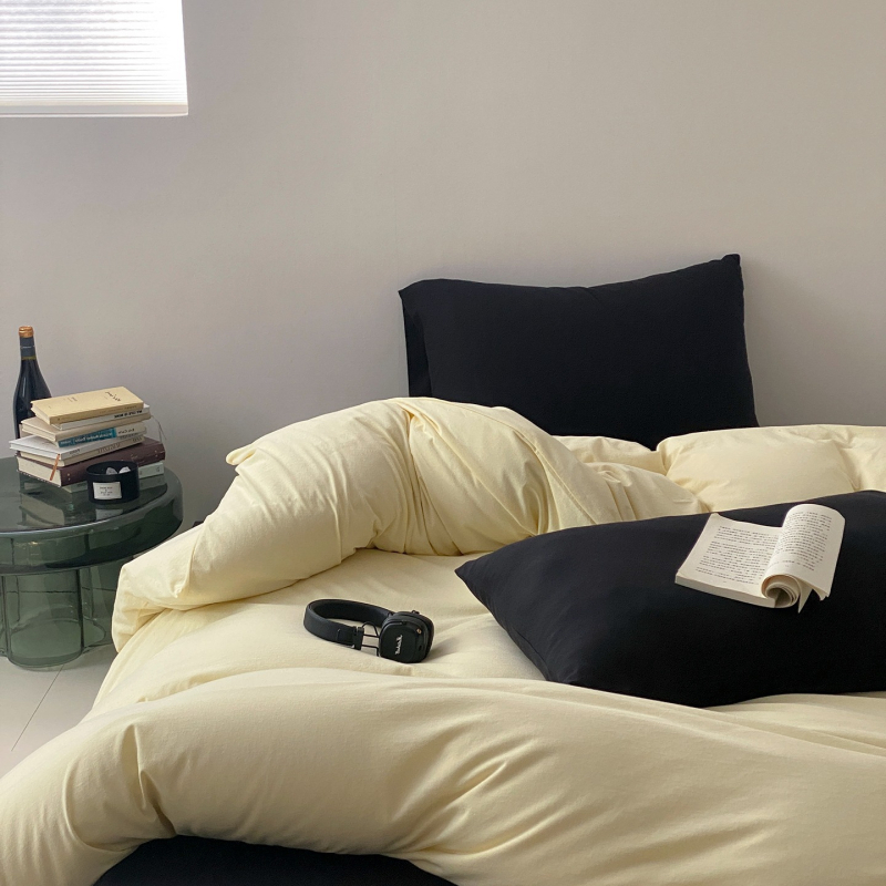 Set de pat 4 piese din bumbac Tianzhu — ultra moale, bumbac pur, vopsire prin reacție, pentru toate sezoanele, stil Muji, 2500–3000 g