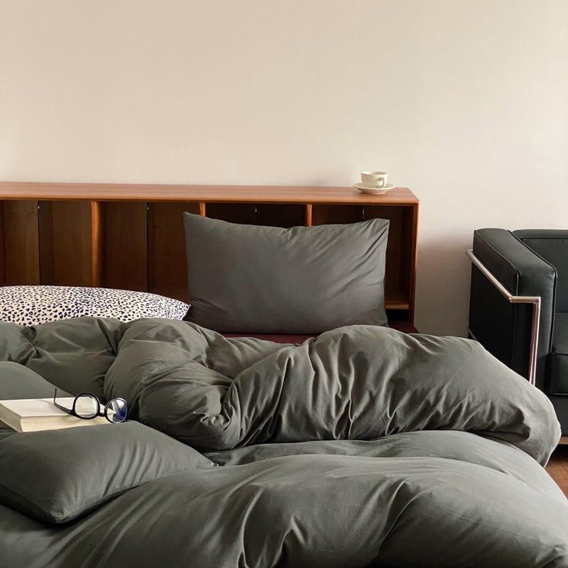 Set de pat 4 piese din bumbac Tianzhu — ultra moale, bumbac pur, vopsire prin reacție, pentru toate sezoanele, stil Muji, 2500–3000 g