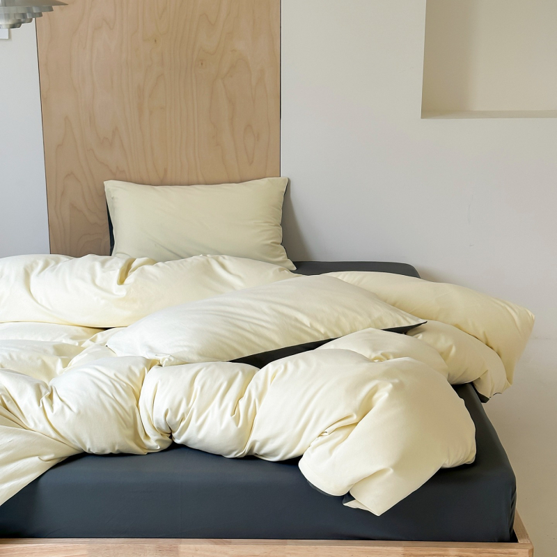 Set de pat 4 piese din bumbac Tianzhu — ultra moale, bumbac pur, vopsire prin reacție, pentru toate sezoanele, stil Muji, 2500–3000 g