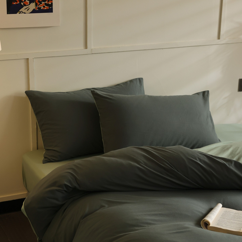 Set de pat 4 piese din bumbac Tianzhu — ultra moale, bumbac pur, vopsire prin reacție, pentru toate sezoanele, stil Muji, 2500–3000 g