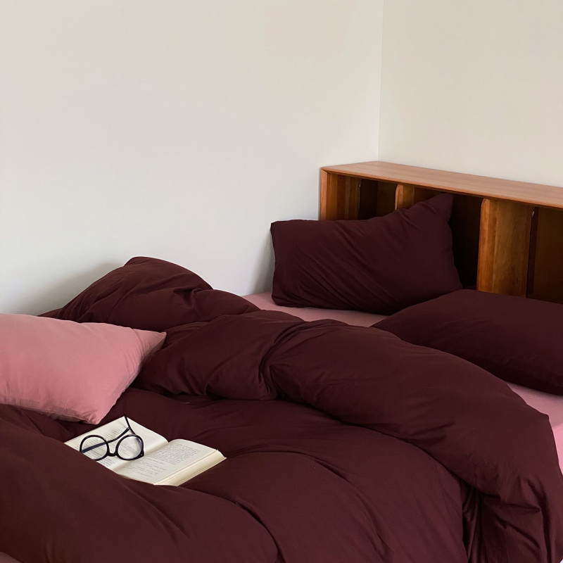 Set de pat 4 piese din bumbac Tianzhu — ultra moale, bumbac pur, vopsire prin reacție, pentru toate sezoanele, stil Muji, 2500–3000 g