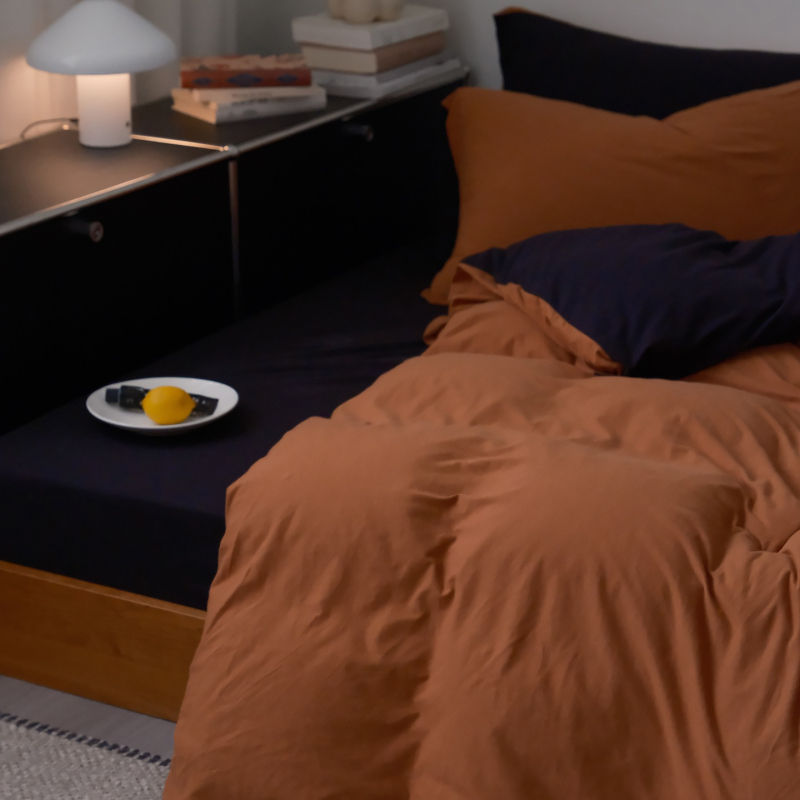 Set de pat 4 piese din bumbac Tianzhu — ultra moale, bumbac pur, vopsire prin reacție, pentru toate sezoanele, stil Muji, 2500–3000 g