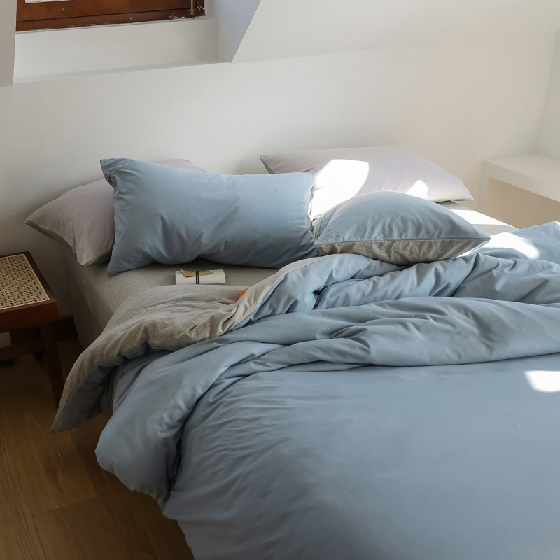 Set de pat 4 piese din bumbac Tianzhu — ultra moale, bumbac pur, vopsire prin reacție, pentru toate sezoanele, stil Muji, 2500–3000 g