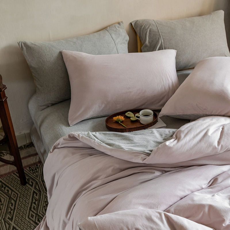 Set de pat 4 piese din bumbac Tianzhu — ultra moale, bumbac pur, vopsire prin reacție, pentru toate sezoanele, stil Muji, 2500–3000 g