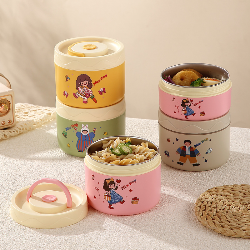 Κουτί μεσημεριανού, ανοξείδωτος χάλυβας 304, χωρητικότητα 301–500 ml, κατάλληλο για φούρνο μικροκυμάτων, σφραγμένο καπάκι, διατηρεί τη θερμοκρασία