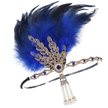 Fejfedő tollal és elasztikus szalaggal – Lowosaiwor Gatsby 1920-as évek stílusa, kockás minta, női, koreai stílus