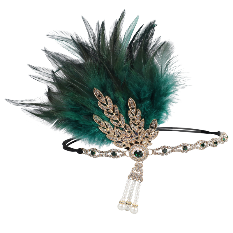 Fejfedő tollal és elasztikus szalaggal – Lowosaiwor Gatsby 1920-as évek stílusa, kockás minta, női, koreai stílus