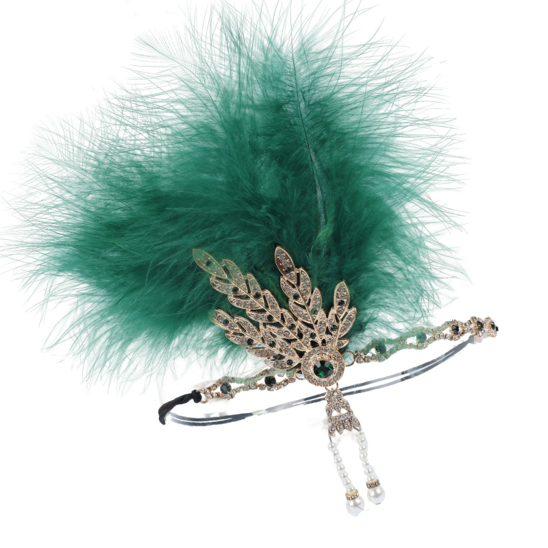 Fejfedő tollal és elasztikus szalaggal – Lowosaiwor Gatsby 1920-as évek stílusa, kockás minta, női, koreai stílus