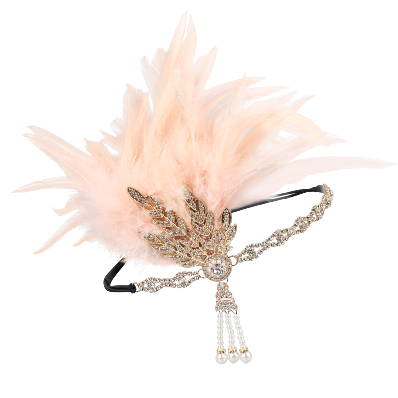 Fejfedő tollal és elasztikus szalaggal – Lowosaiwor Gatsby 1920-as évek stílusa, kockás minta, női, koreai stílus