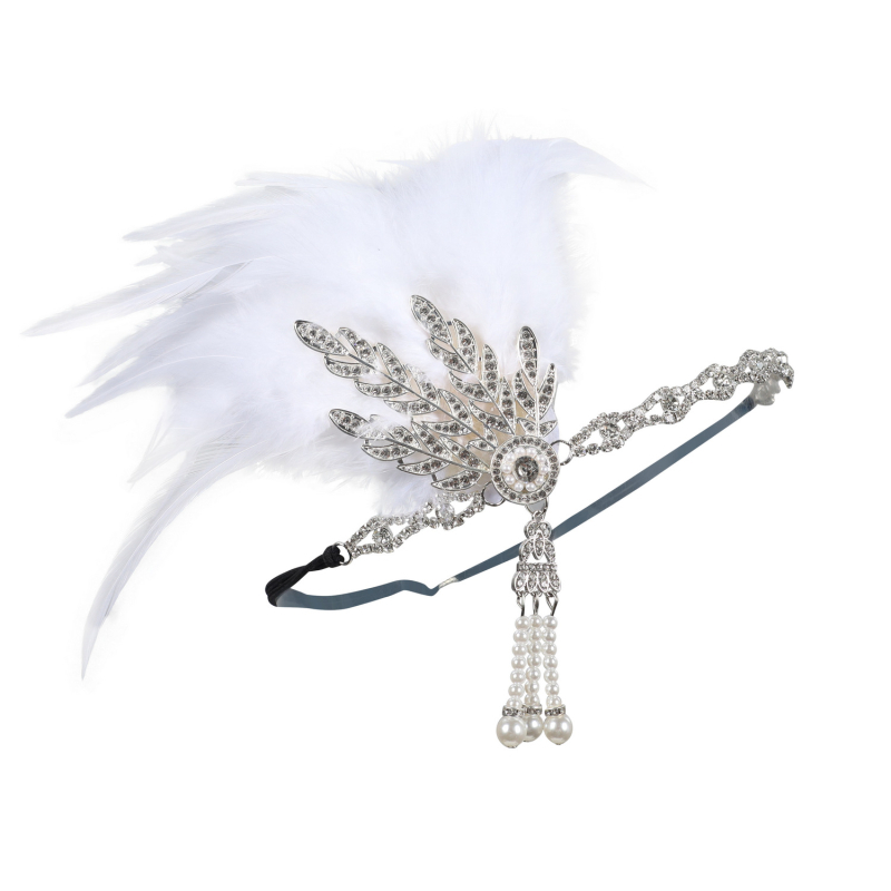 Fejfedő tollal és elasztikus szalaggal – Lowosaiwor Gatsby 1920-as évek stílusa, kockás minta, női, koreai stílus