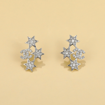 Σκουλαρίκια κορεατικού στυλ με νιφάδα χιονιού και ζιρκόν, βάση από χαλκό με επίστρωση, βύσματα S925, unisex