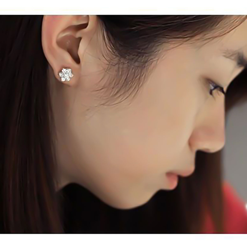 Σκουλαρίκια κορεατικού στυλ με νιφάδα χιονιού και ζιρκόν, βάση από χαλκό με επίστρωση, βύσματα S925, unisex