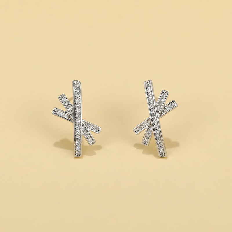 Σκουλαρίκια κορεατικού στυλ με νιφάδα χιονιού και ζιρκόν, βάση από χαλκό με επίστρωση, βύσματα S925, unisex