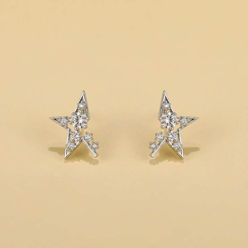 Σκουλαρίκια κορεατικού στυλ με νιφάδα χιονιού και ζιρκόν, βάση από χαλκό με επίστρωση, βύσματα S925, unisex