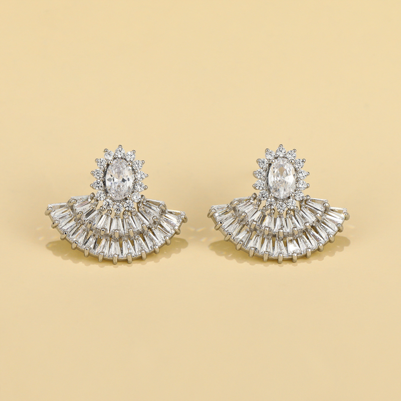 Σκουλαρίκια κορεατικού στυλ με νιφάδα χιονιού και ζιρκόν, βάση από χαλκό με επίστρωση, βύσματα S925, unisex