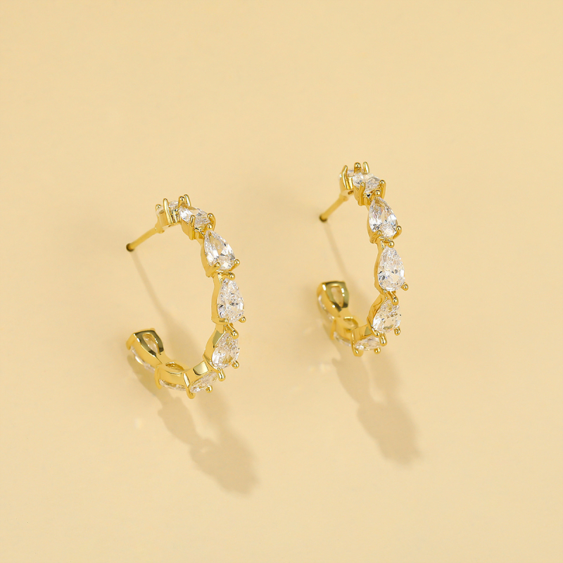 Σκουλαρίκια κορεατικού στυλ με νιφάδα χιονιού και ζιρκόν, βάση από χαλκό με επίστρωση, βύσματα S925, unisex