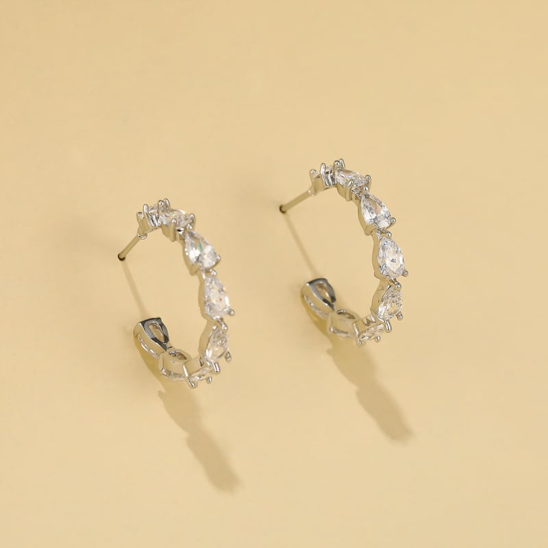 Σκουλαρίκια κορεατικού στυλ με νιφάδα χιονιού και ζιρκόν, βάση από χαλκό με επίστρωση, βύσματα S925, unisex