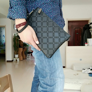 Mini Dragon portofel clutch masculin din piele PU – model geometric gravat, impermeabil, căptușeală din nylon, stil de afaceri