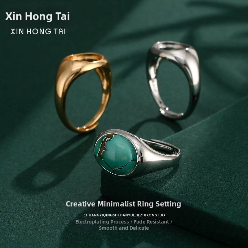 Réz gyűrűtartó, állítható nyílású, ovális forma, uniszex eredeti dizájn, elektroplátolt felület