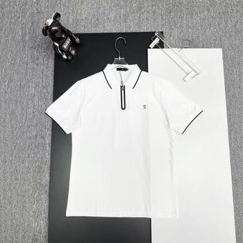 Polo bărbătesc, croială Slim Fit, din bumbac 96%+, mâneci scurte, respirabil și absorbant de transpirație, broderie