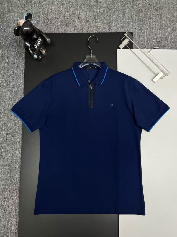 Polo bărbătesc, croială Slim Fit, din bumbac 96%+, mâneci scurte, respirabil și absorbant de transpirație, broderie
