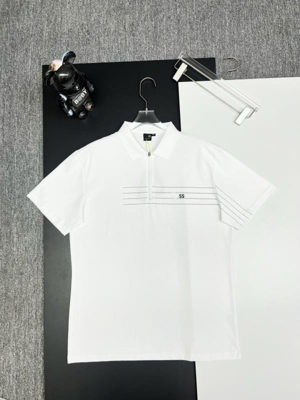 Polo bărbătesc, croială Slim Fit, din bumbac 96%+, mâneci scurte, respirabil și absorbant de transpirație, broderie