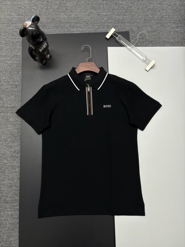 Polo bărbătesc, croială Slim Fit, din bumbac 96%+, mâneci scurte, respirabil și absorbant de transpirație, broderie